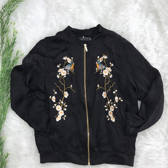zara black embroidered jacket